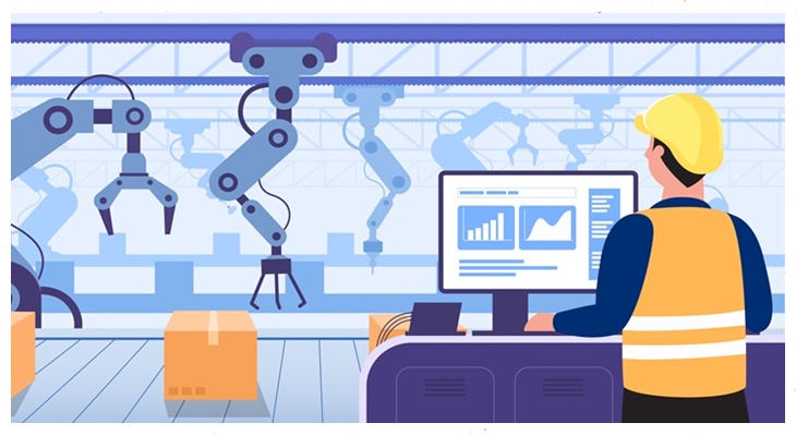 Automated production line with computer